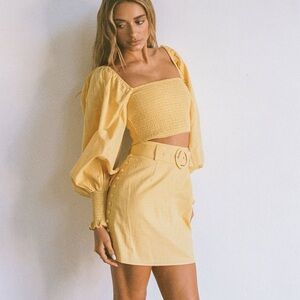 NWT Sabo Tuscany Shirred Crop Top Yellow XS